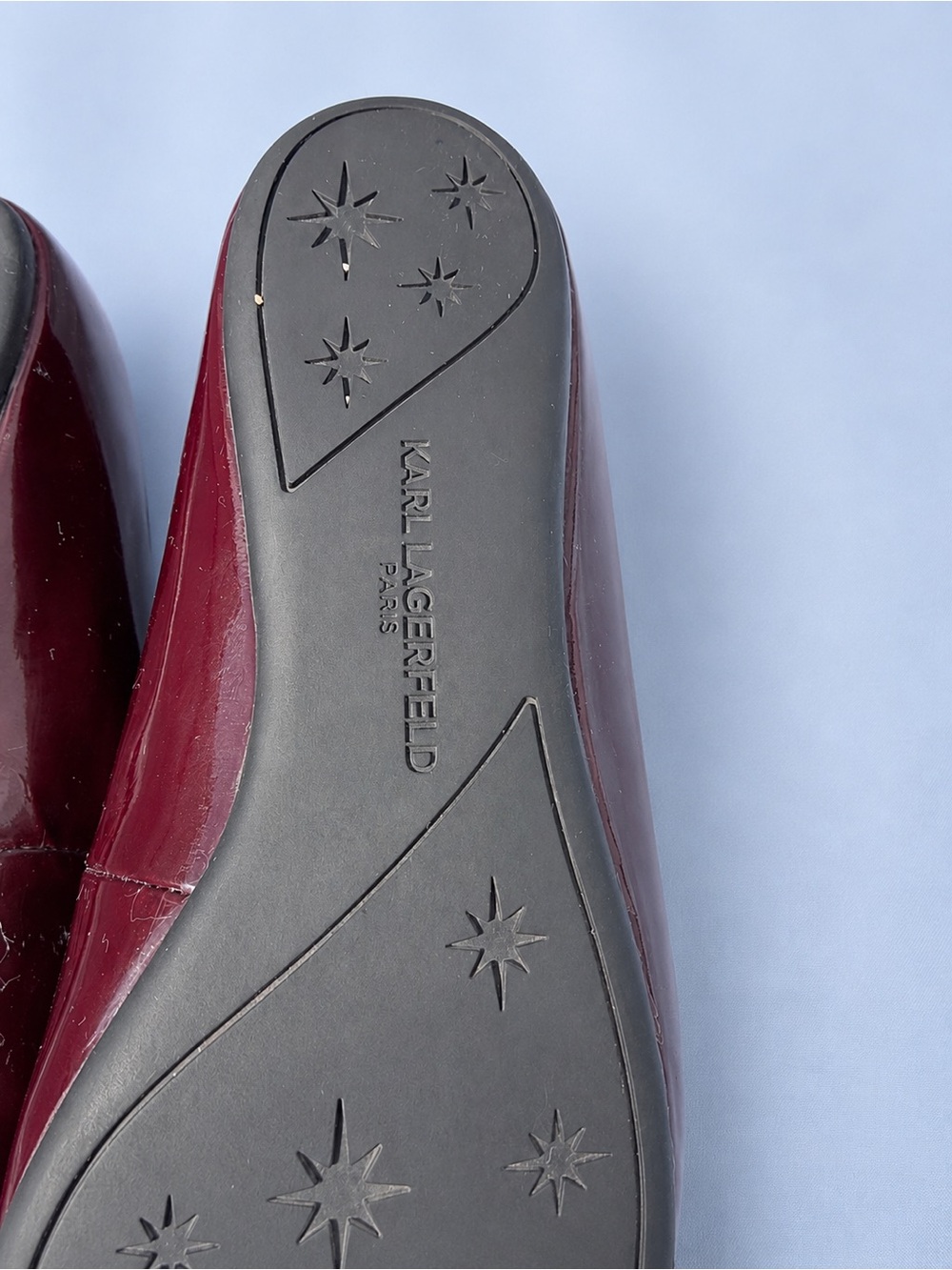 Karl Lagerfeld Paris Vada Flats Burgundy Patent Leather Pointed Toe Size 7 - Picture 8 of 11